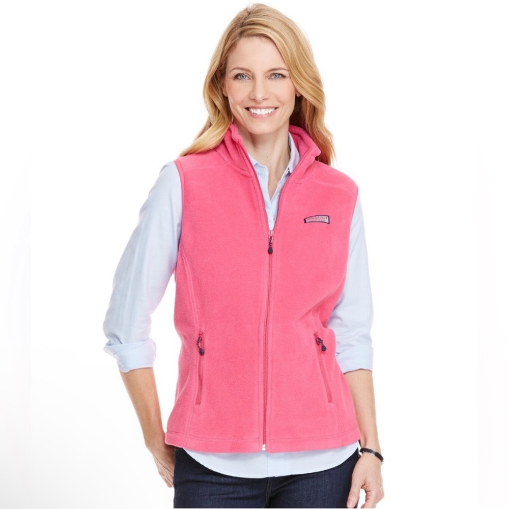 Vineyard Vines Pink Fleece Zip Vest XS